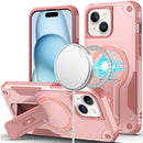 For iPhone 15 Sturdy Bracket Kickstand Magnetic Hybrid - Pink