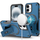 iPhone 16 6.1 inch Sturdy Bracket Kickstand Magnetic Hybrid - Blue