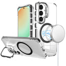 Samsung S23 Ultra Camera Metallic Stand [Magnetic Circle] Transparent Colorful Matching Edged Tough Hybrid Case - Black