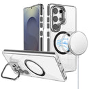 For Samsung s25 Ultra Camera Metallic Stand [Magnetic Circle] Transparent Colorful Matching Edged Tough Hybrid Case - Black