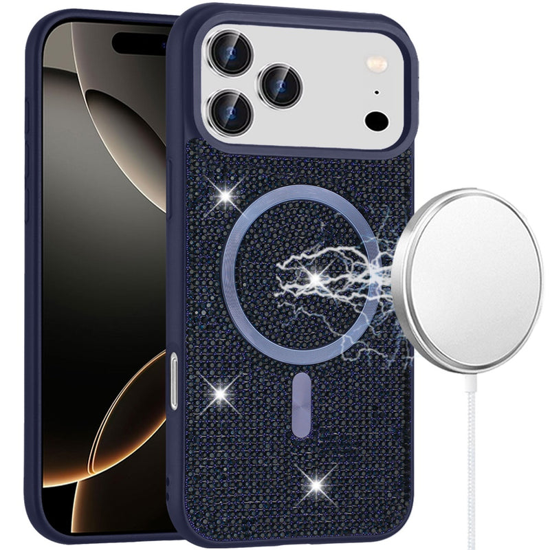 iPhone 17 Pro Max Diamond [Magnetic Circle] with CD Pattern Hybrid - Blue