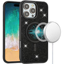 For iPhone 16 Pro Max 6.9 inch Diamond [Magnetic Circle] with CD Pattern Hybrid - Black