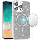 For iPhone 16 Pro Max 6.9 inch Diamond [Magnetic Circle] with CD Pattern Hybrid - White