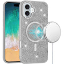 iPhone 16 Plus 6.7 inch Diamond [Magnetic Circle] with CD Pattern Hybrid - White
