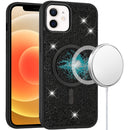 iPhone 12 6.1 & iPhone 12 Pro Diamond [Magnetic Circle] with CD Pattern Hybrid - Black