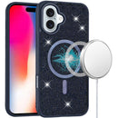 iPhone 16 6.1 inch Diamond [Magnetic Circle] with CD Pattern Hybrid - Blue