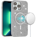 iPhone 13 Pro Max Diamond [Magnetic Circle] with CD Pattern Hybrid - White