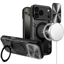 iPhone 17 Pro Max Magnetic Ring Stand Classic Design FULL Camera Protection Hybrid Case - Black
