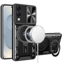 Samsung Galaxy s25 Edge Magnetic Ring Stand Classic Design FULL Camera Protection Hybrid Case - Black