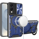 Samsung Galaxy s25 Edge Magnetic Ring Stand Classic Design FULL Camera Protection Hybrid Case - Blue