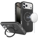 For iPhone 17 Pro Max Carbon Design [Magnetic Circle] with Ring Stand Hybrid Case - Black