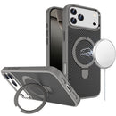 For iPhone 17 Pro Max Carbon Design [Magnetic Circle] with Ring Stand Hybrid Case - Gray