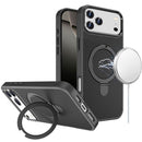 For iPhone 17 Pro Carbon Design [Magnetic Circle] with Ring Stand Hybrid Case - Black