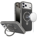 For iPhone 17 Pro Carbon Design [Magnetic Circle] with Ring Stand Hybrid Case - Gray