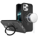 iPhone 16 Pro Max 6.9 inch Carbon Design [Magnetic Circle] with Ring Stand Hybrid Case - Black