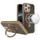 iPhone 16 Pro Max 6.9 inch Carbon Design [Magnetic Circle] with Ring Stand Hybrid Case - Brown