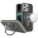 iPhone 16 Pro Max 6.9 inch Carbon Design [Magnetic Circle] with Ring Stand Hybrid Case - Gray