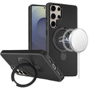 Samsung s25 Ultra Carbon Design [Magnetic Circle] with Ring Stand Hybrid Case - Black