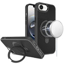 iPhone 16E (E edition) / SE4 (2025) Carbon Design [Magnetic Circle] with Ring Stand Hybrid Case - Black