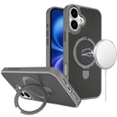 For iPhone 17 Carbon Design [Magnetic Circle] with Ring Stand Hybrid Case - Gray