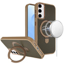Samsung s25/s24 Carbon Design [Magnetic Circle] with Ring Stand Hybrid Case - Brown