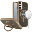For Samsung s26 Carbon Design [Magnetic Circle] with Ring Stand Hybrid Case - Brown