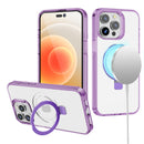 iPhone 13 Pro Max Dotted Edged Line Transparent HQ Magnetic Ring Stand Hybrid - Light Purple