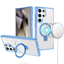 Samsung s25 Ultra 5G Dotted Edged Line Transparent HQ Magnetic Ring Stand Hybrid - Light Blue