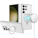 For Samsung S23 Ultra Dotted Edged Line Transparent HQ Magnetic Ring Stand Hybrid - Clear