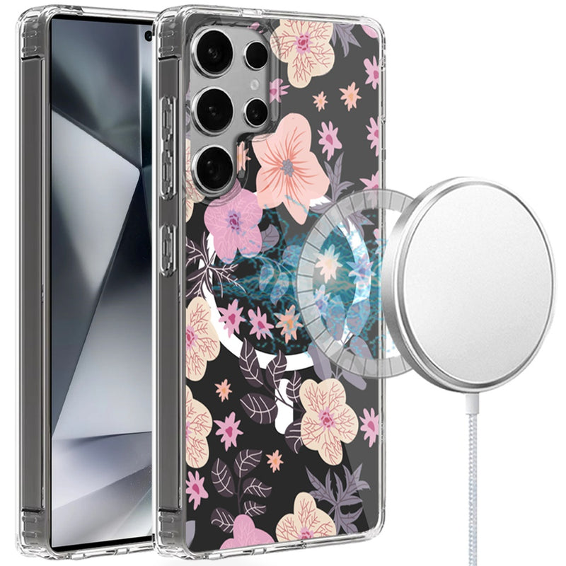 Samsung s25 Ultra 5G Thick Hybrid Design Cover Case - Pink Flowers