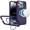 For iPhone 14 PRO MAX 6.7" Fearless Tough HQ Metallic Hybrid with Camera Ring Stand [Magnetic Circle] Case - Dark Purple