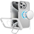 For iP15 Pro Max Fearless Tough HQ Metallic Hybrid with Camera Ring Stand [Magnetic Circle] Case - Clear