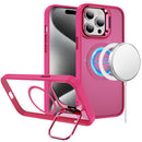 For iP15 Pro Max Fearless Tough HQ Metallic Hybrid with Camera Ring Stand [Magnetic Circle] Case - Hot Pink