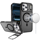 For iPhone 17 Pro Max Fearless Tough HQ Metallic Hybrid with Camera Ring Stand [Magnetic Circle] Case - Black