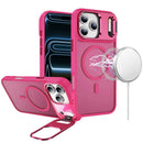 For iPhone 17 Pro Max Fearless Tough HQ Metallic Hybrid with Camera Ring Stand [Magnetic Circle] Case - Hot Pink