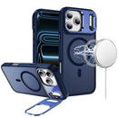 For iPhone 17 Pro Max Fearless Tough HQ Metallic Hybrid with Camera Ring Stand [Magnetic Circle] Case - Navy Blue