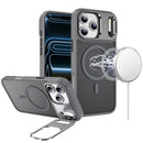 For iPhone 17 Pro Max Fearless Tough HQ Metallic Hybrid with Camera Ring Stand [Magnetic Circle] Case - Gray