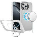 iPhone 16 Pro Max 6.9 inch Fearless Tough HQ Metallic Hybrid with Camera Ring Stand [Magnetic Circle] Case - Clear