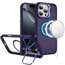 iPhone 16 Pro Max 6.9 inch Fearless Tough HQ Metallic Hybrid with Camera Ring Stand [Magnetic Circle] Case - Dark Purple
