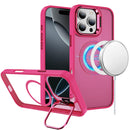 iPhone 16 Pro Max 6.9 inch Fearless Tough HQ Metallic Hybrid with Camera Ring Stand [Magnetic Circle] Case - Hot Pink