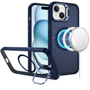 For iPhone 15 Plus/iPhone 14 Plus Fearless Tough HQ Metallic Hybrid with Camera Ring Stand [Magnetic Circle] Case - Navy Blue