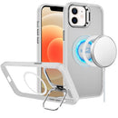 For iPhone 12 & iPhone 12 Pro Fearless Tough HQ Metallic Hybrid with Camera Ring Stand [Magnetic Circle] Case - Clear