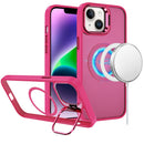 For iPhone 14/13 Fearless Tough HQ Metallic Hybrid with Camera Ring Stand [Magnetic Circle] Case - Hot Pink