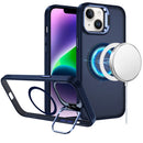 For iPhone 14/13 Fearless Tough HQ Metallic Hybrid with Camera Ring Stand [Magnetic Circle] Case - Navy Blue