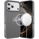 iPhone 17 Pro Max CarbonFiber Design Magnetic Ring HQ Thick 2.0mm Hybrid Case - Grey