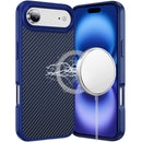 iPhone 17 Air CarbonFiber Design Magnetic Ring HQ Thick 2.0mm Hybrid Case - Navy Blue