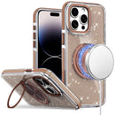 iPhone 14 PRO MAX 6.7" Glitz HQ Shimmer Glitter [Magnetic Ring Circle] with 360 degree Rotational Ring Kickstand Tough Hybrid Case - Gold