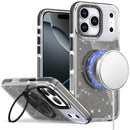 iPhone 17 Pro Max Glitz HQ Shimmer Glitter [Magnetic Ring Circle] with 360 degree Rotational Ring Kickstand Tough Hybrid Case - Black