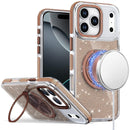 iPhone 17 Pro Max Glitz HQ Shimmer Glitter [Magnetic Ring Circle] with 360 degree Rotational Ring Kickstand Tough Hybrid Case - Gold