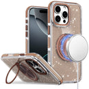 iPhone 16 Pro Max 6.9 inch Glitz HQ Shimmer Glitter [Magnetic Ring Circle] with 360 degree Rotational Ring Kickstand Tough Hybrid Case - Gold